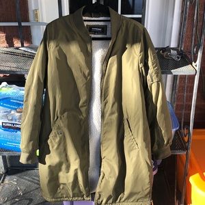 Olive green longline bomber jacket